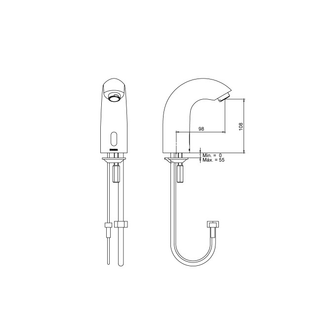 Llave para lavatorio electrónica baja 15011000 VAINSA